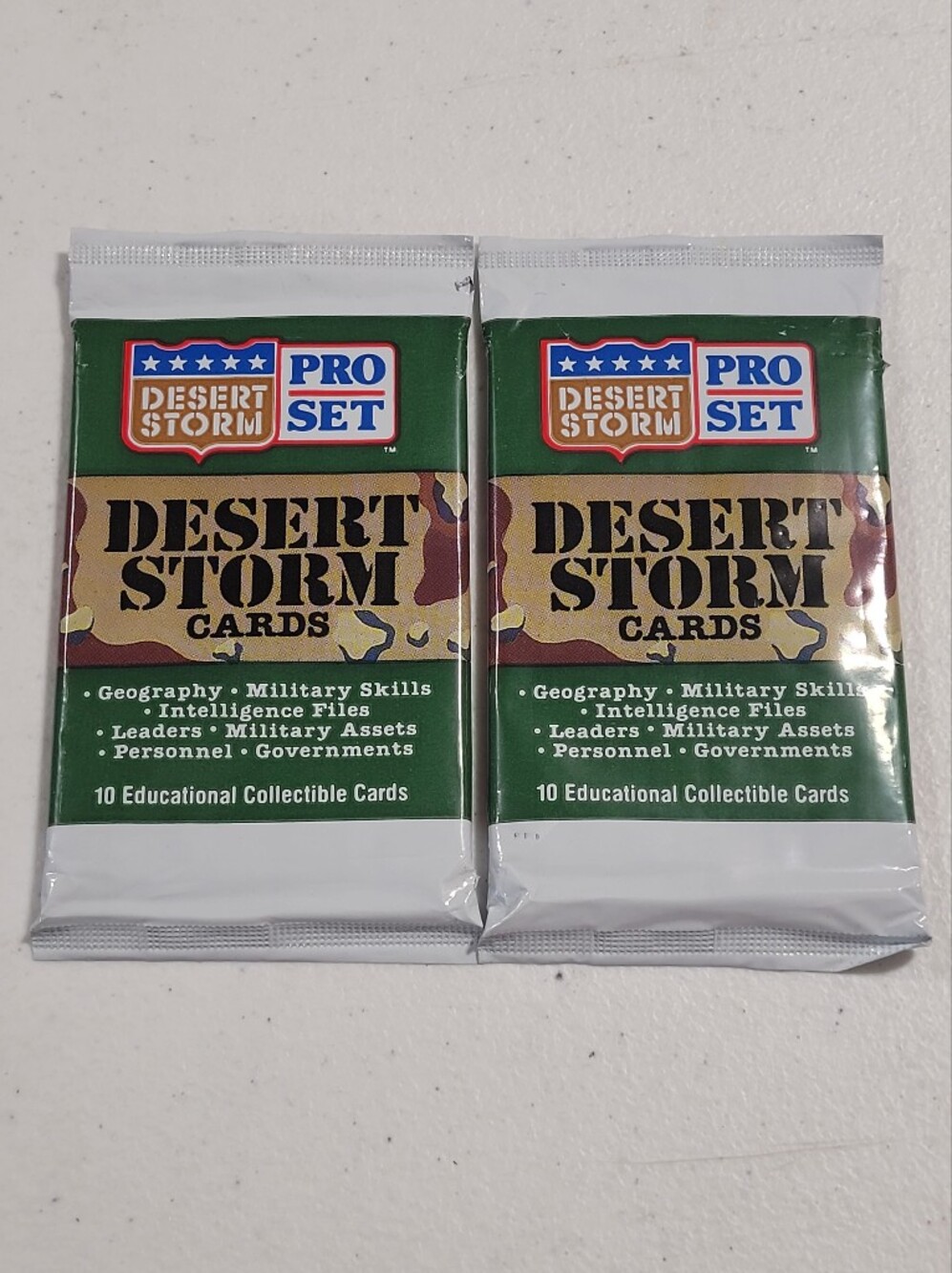 Pro Set Desert Storm Collectible Card Packs - Lot Of 2 Pkgs, 1991